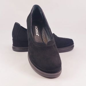 Norka Suede Leather Flats in Black Made in Turkey